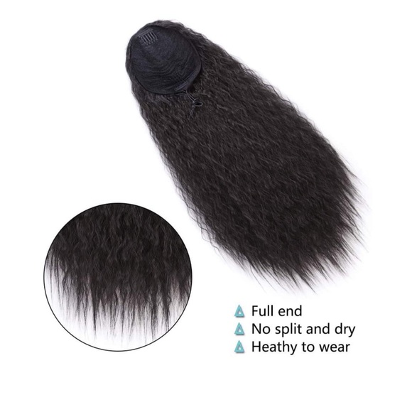 Drawstring Ponytails Brown Wavy Hair Extension 22” Clip - Picture 3 of 7
